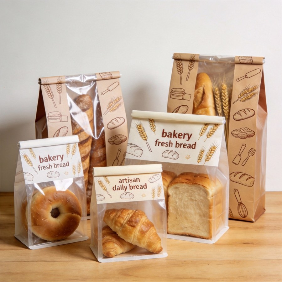 Printed bread and bakery packaging bag