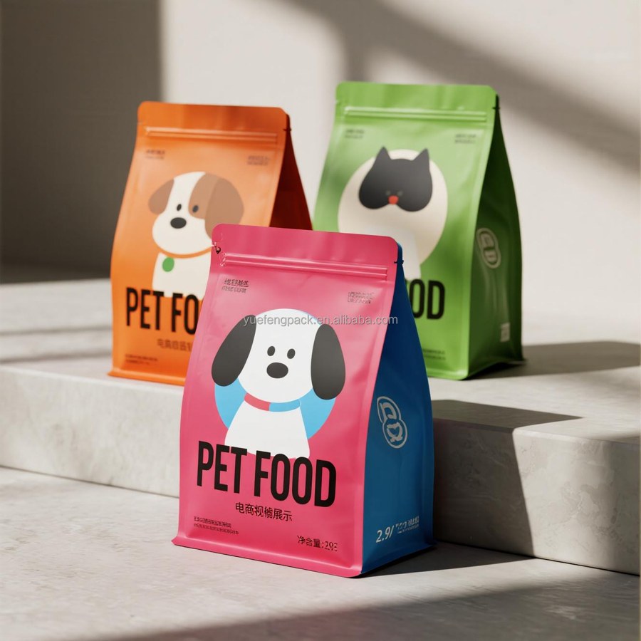 Flat-bottom pet food packaging bag